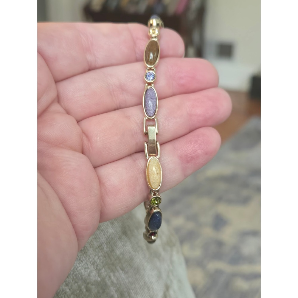 Liz Claiborne Goldtone Vintage Rhinestone Stone Tennis Bracelet - Picture 3 of 9